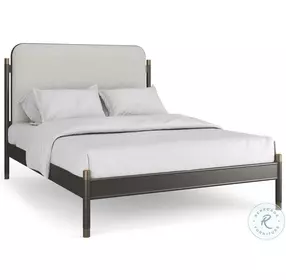 Campaign Ivory and Brushed Deep Bronze Queen Upholstered Bed