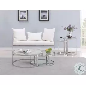 5509 Clear Glass And Polished Stainless Steel Nesting Lamp Table Set of 2