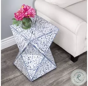 Anais Blue and White Bone End Table