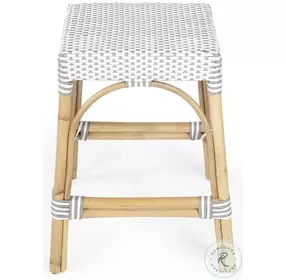 Robias Grey And White Rattan Counter Height Stool