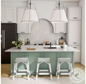 Designer's Edge Robias Distressed White Rattan 24" Counter Height Stool