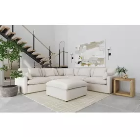Hobson Ivory Performance Fabric 6 Piece Modular Sectional