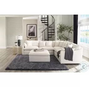 Hobson Off White Performance Fabric Ottoman