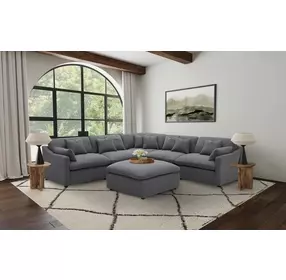 Hobson Charcoal Performance Fabric 6 Piece Modular Sectional