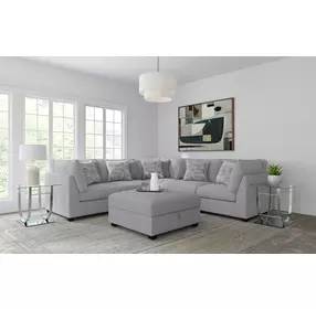 Cambria Gray 6 Piece Modular Sectional with Storage Ottoman