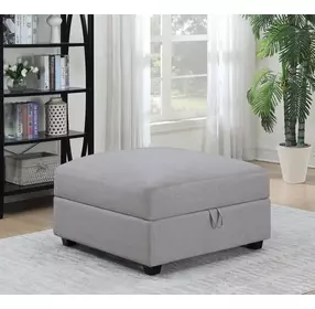 Cambria Gray Upholstered Square Storage Ottoman
