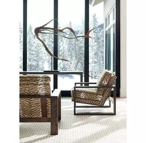 Thaynes Beige and Brown Upholstered Accent Chair by Barclay Butera