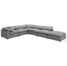 Raleigh Gray Boucle 6 Piece Performance Fabric Modular Sectional