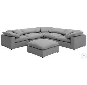 Raleigh Gray Boucle 6 Piece Performance Fabric Modular Sectional with Ottoman