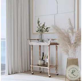 Danielle Sandalwood Beige 30" Rectangular 2 Tier Bar Cart