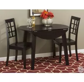Simplicity Espresso Round Drop Leaf Dining Table
