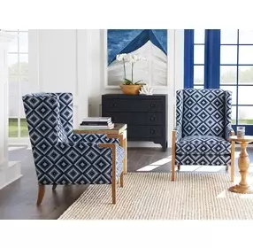 Stratton Blue Upholstered Wing Chair