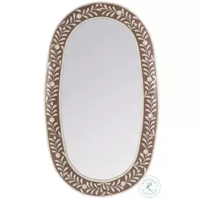 Trubadur Brown and White Oval Bone Inlay Wall Mirror