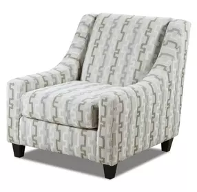 Doc Fossil Beige and Blue Upholstered Accent Chair