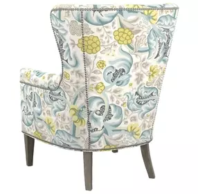 Avery Cream Upholstered Wing Chair with Nailhead Trim