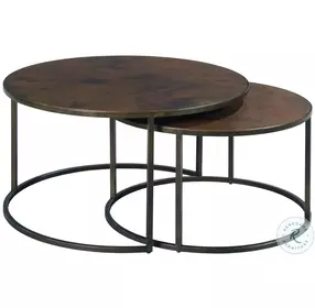 Sanford Acid Acid Washed Copper And Antiqued Bronze Round Occasional Table Set