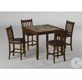 Capitola Espresso Faux Marble 5 Piece Pub Set