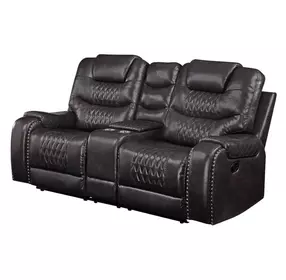 Braylon Magnetite Reclining 78" Loveseat with Console and Nailhead Trim