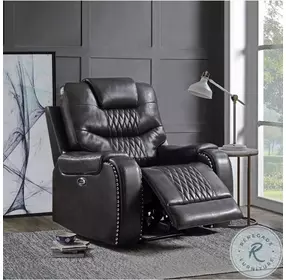 Braylon Magnetite Synthetic Leather Power Recliner