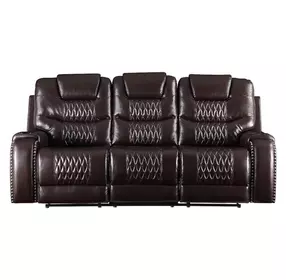 Braylon Brown Reclining Living Room Set with Nailhead Trim