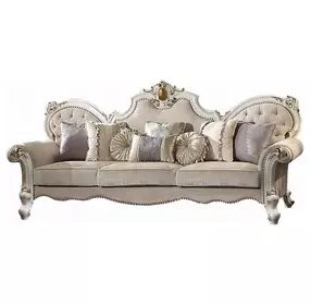 Picardy Beige Oversized Living Room Set with Nailhead Trim