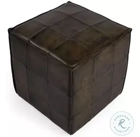 Leon Chocolate Leather Ottoman