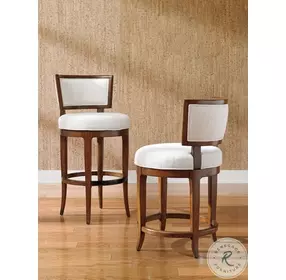 Island Fusion Off White Macau Macau Fabric Swivel Bar Stool