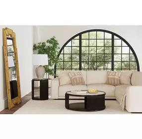 Rivera Espresso and Gold Tinted Round End Table