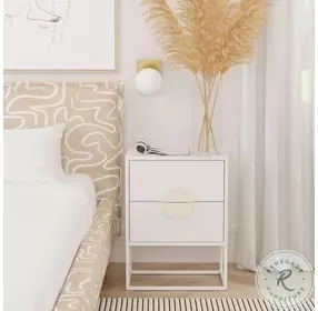 Lennasa White 2 Drawer End Table
