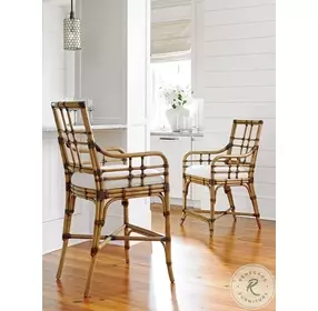 Twin Palms Soft Taupe And Ivory Lands End Bar Stool