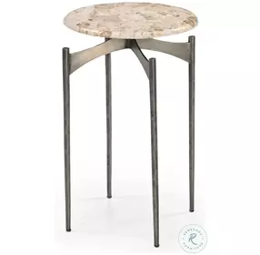 Thea Italian Crema Marble And Nickel Iron Accent Table