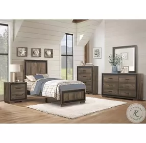 Ellendale Rustic Mahogany And Dark Ebony Twin Panel Bed