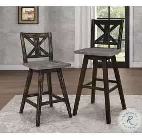 Amsonia Distressed Gray And Black Swivel Pub Height Chair Set Of 2