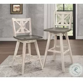 Amsonia Distressed Gray And White Swivel Pub Height Chair Set Of 2