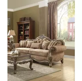 Ragenardus Pink 95" Sofa with Pillows and Nailhead Trim