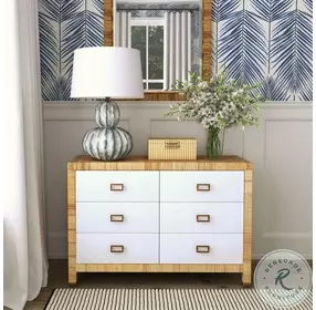 Corfu Natural and White Cosmopolitan 6 Drawer Double Dresser