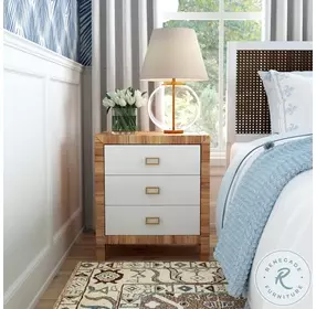 Corfu Natural and White Cosmopolitan 3 Drawer Nightstand