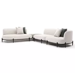 Madera Oatmeal 4 Piece Modular Corner L Sectional with Pillows