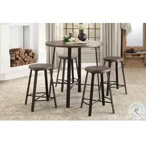 Chevre Burnished Brown and Gray Round Counter Height Dining Table