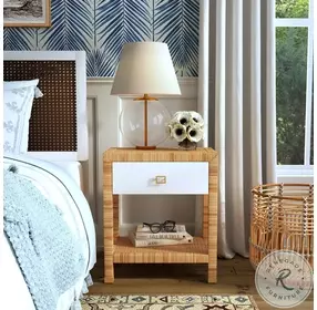 Corfu Natural and White Cosmopolitan 1 Drawer Nighstand