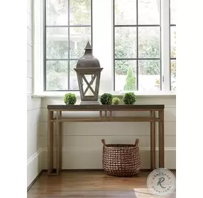 Cypress Point Stained Travertine And Bronze Montera Travertine Console