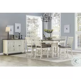 Granby Antique White And Rosy Brown Counter Height Dining Table
