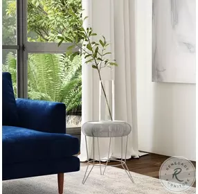 Allen Distressed Nickel Plated Decorative Wire Accent Table