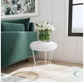 Allen Distressed White Decorative Wire Accent Table