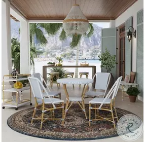 Tobias White and Blue Dot Outdoor Bistro Table