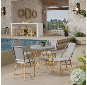 Tobias Gray and White Dot Outdoor Dining Chair