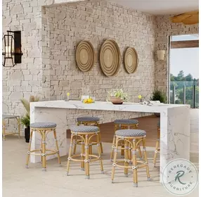 Tobias Gray and White Dot Outdoor Counter Height Stool