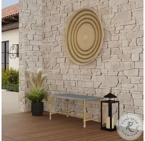 Tobias Gray and White Dot Outdoor Bench