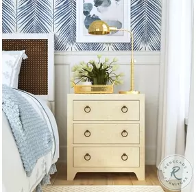 Bar Harbor Natural Raffia 3 Drawer Nightstand