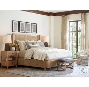 Los Altos Natural Oak Stain Ivory Coast Woven King Panel Bed